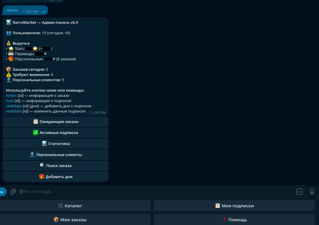 Пример админ панели